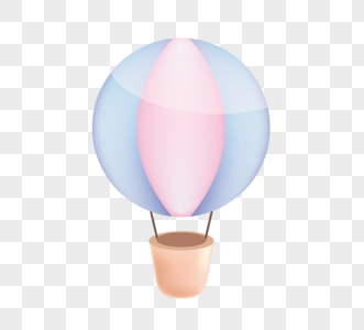 简约可爱风格蓝粉条纹热气球图片