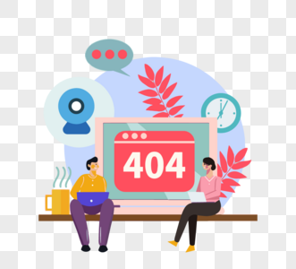 手绘商务电脑404出错图片