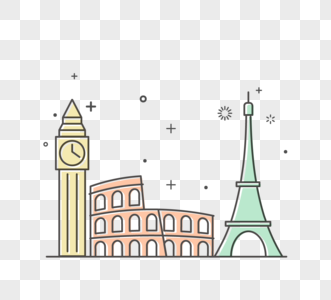 世界著名建筑创意设计建筑旅游大本钟巴黎铁塔创意图片