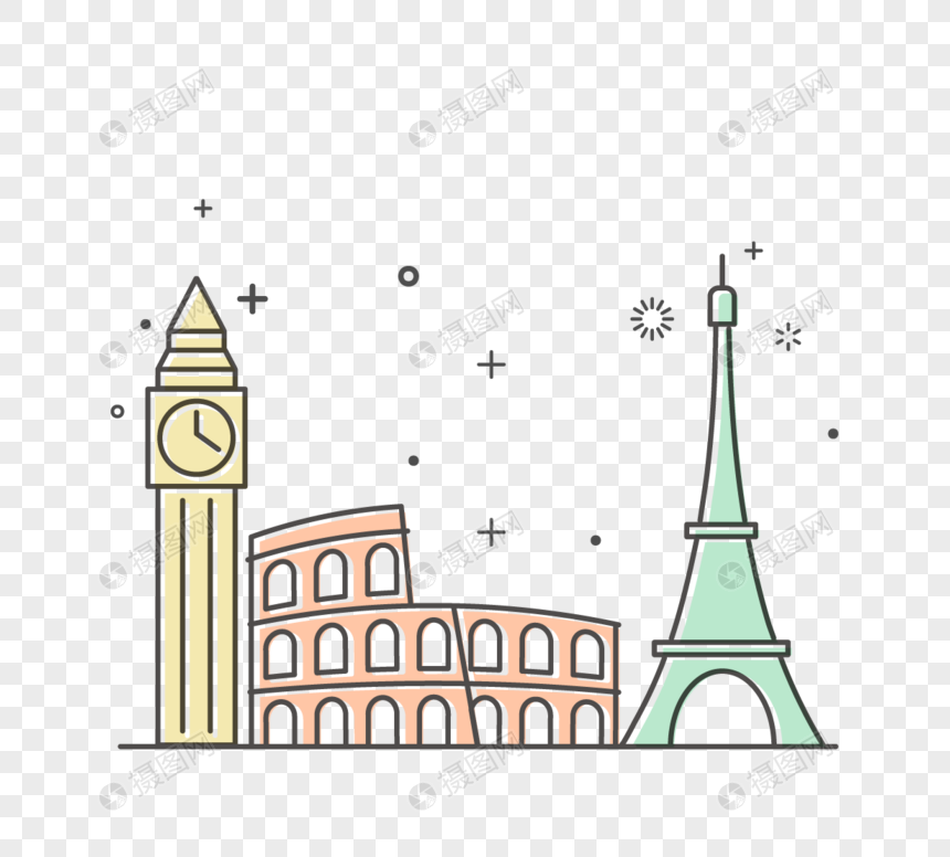 世界著名建筑创意设计建筑旅游大本钟巴黎铁塔创意图片
