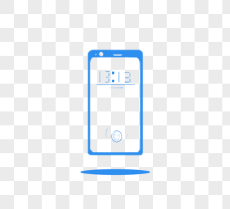 蓝色简约智能手机描边元素图片