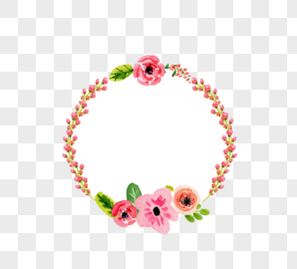 粉色手绘花卉婚礼图片