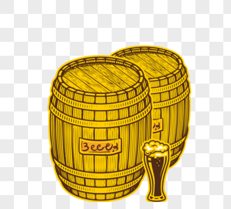 黄色鲜艳德国木质酒桶图片