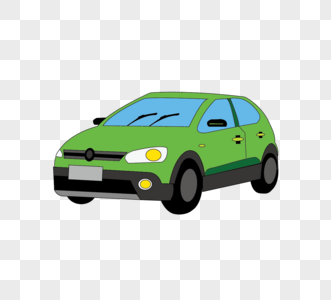 简约平面绿色小汽车侧面角度元素矢量图图片
