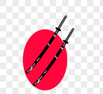 日本武士刀元素两个平面向量图图片
