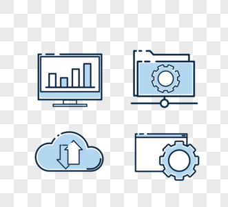 蓝色网络数据分析图标高清图片