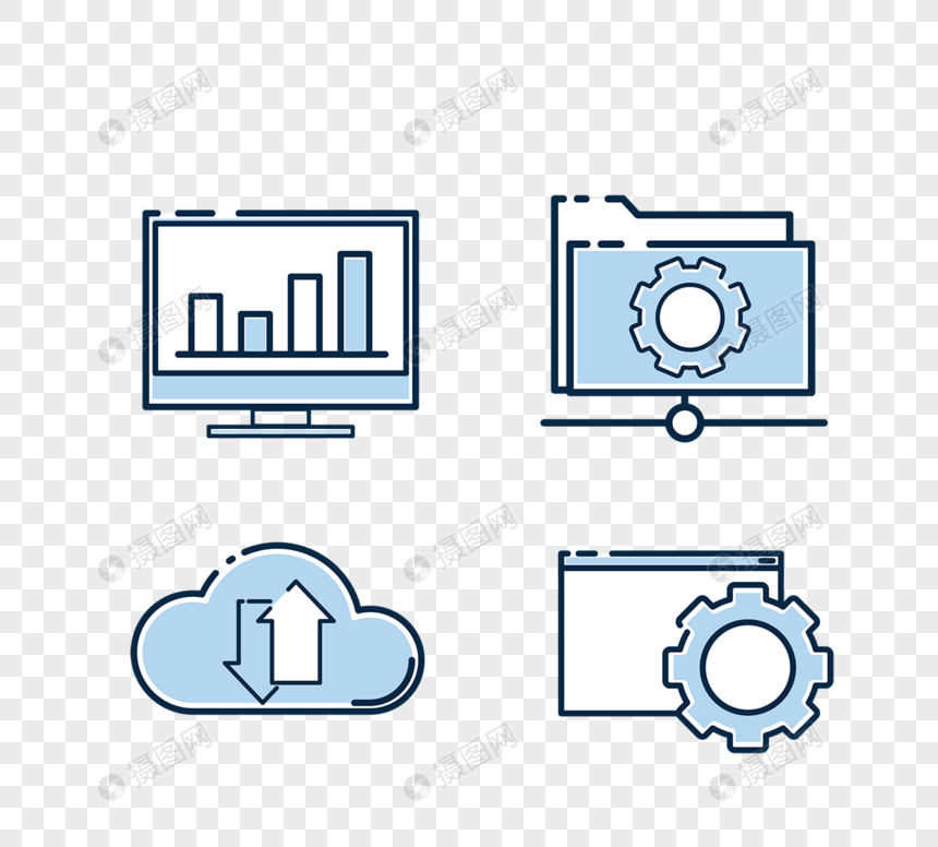 蓝色网络数据分析图标图片