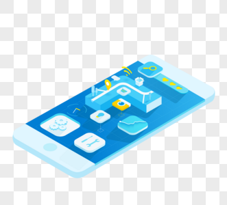 蓝色立体风格手机软件元素图片