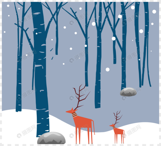 森林麋雪例证在冬天图片