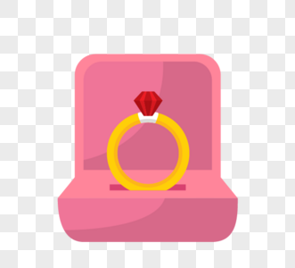 红色结婚钻石戒指图片