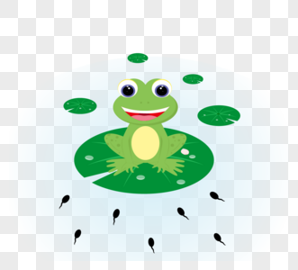 绿色扁平风可爱青蛙元素图片