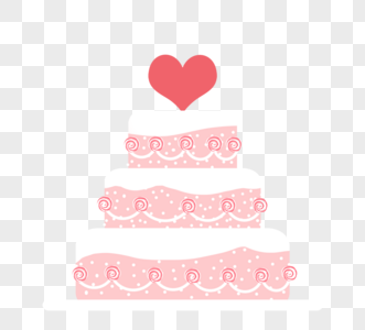 可爱手绘爱心婚礼蛋糕元素高清图片