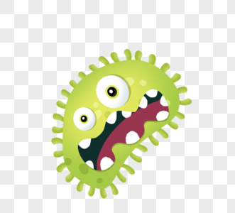 黄绿色细菌卡通病毒图片