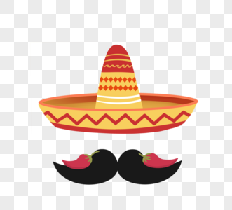 墨西哥传统节日戴帽子假胡子图片