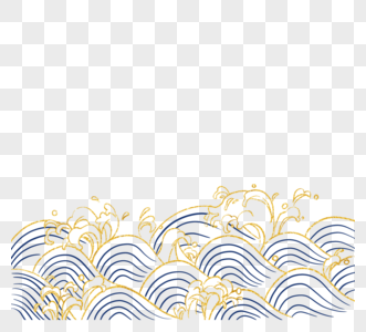 金色手绘古典波纹海浪纹饰图片