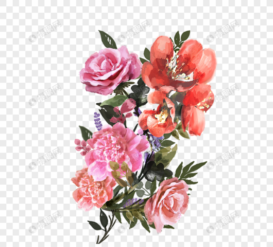 手绘花花束植物元素图片
