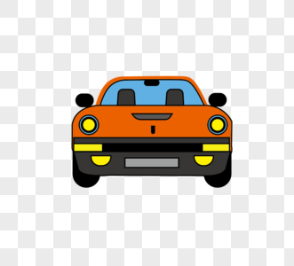 简约平面橙色小汽车正面元素矢量图高清图片