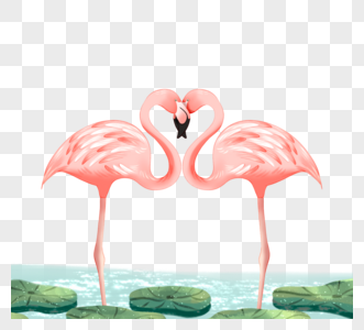 粉色清新火烈鸟元素高清图片