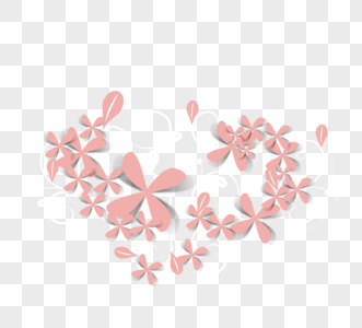 枫叶色粉色欧式婚礼爱心剪纸风格浪漫小花图片