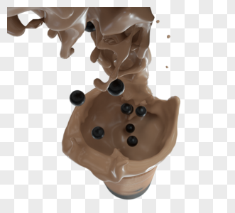 牛奶茶饮料模型元素倒入杯子图片