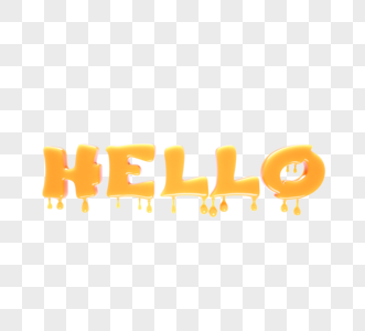黄色hello立体字图片