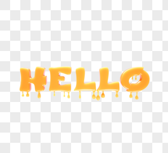 黄色hello立体字高清图片