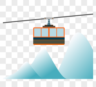 简单雪山方形缆车例证高清图片