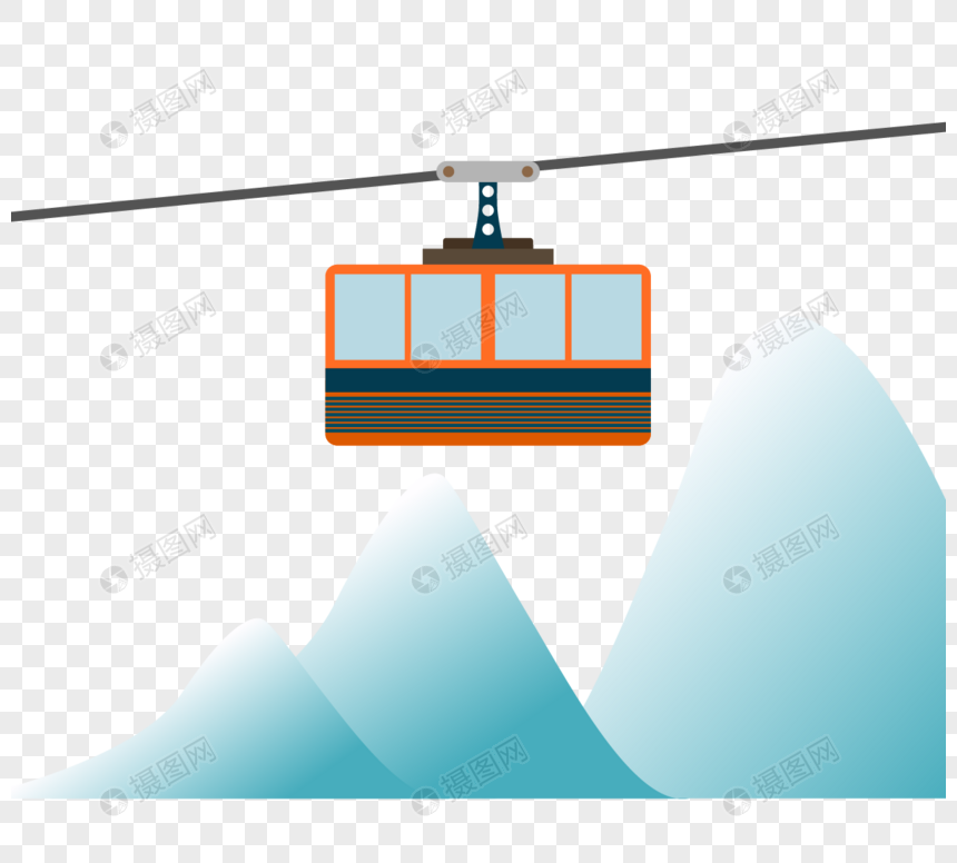 简单雪山方形缆车例证图片