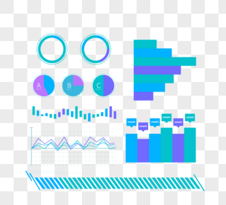 蓝绿色系趋势色商务可视化图标组图高清图片