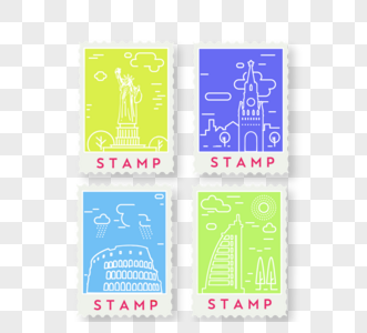 地标旅游纪念邮票图片