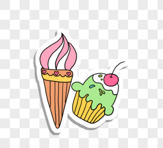 卡通彩色夏日冰激凌甜品元素图片