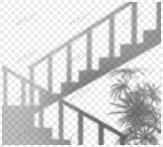 手绘植物楼梯创意阴影图片