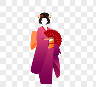 日本女性和服卡通人物PSD格式元素图片