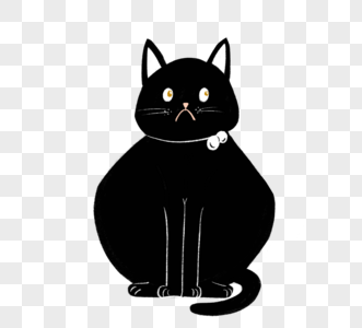 原创黑色宠物猫咪卡通元素图片