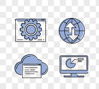 蓝色网络云数据图标图片