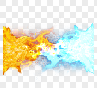 创意手绘动态冰与火相交元素图片