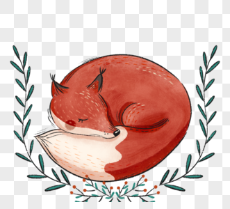 手绘红色可爱小狐狸高清图片
