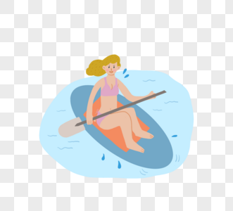 卡通风格夏季运动水上皮划艇图片