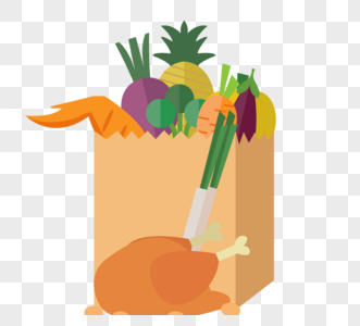 纸袋装食品切块菠萝矢量图高清图片