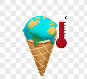 创意冰淇淋全球温度上升高清图片