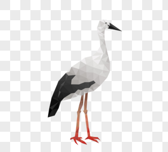 低多边形风格鸟类鹤科动物高清图片