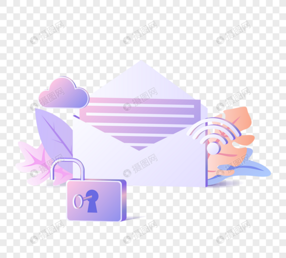 渐变紫色邮件数据安全图片
