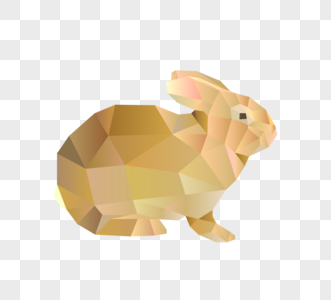 简约风格多边形动物黄色小兔子图片