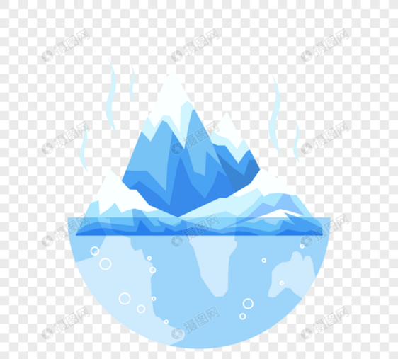 冰山融化地球蒸汽深蓝浅蓝白色装饰图片