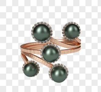 复古珍珠指环立体元素图片