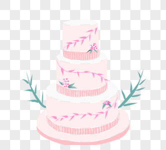 粉色花朵精致多层新人婚礼蛋糕图片