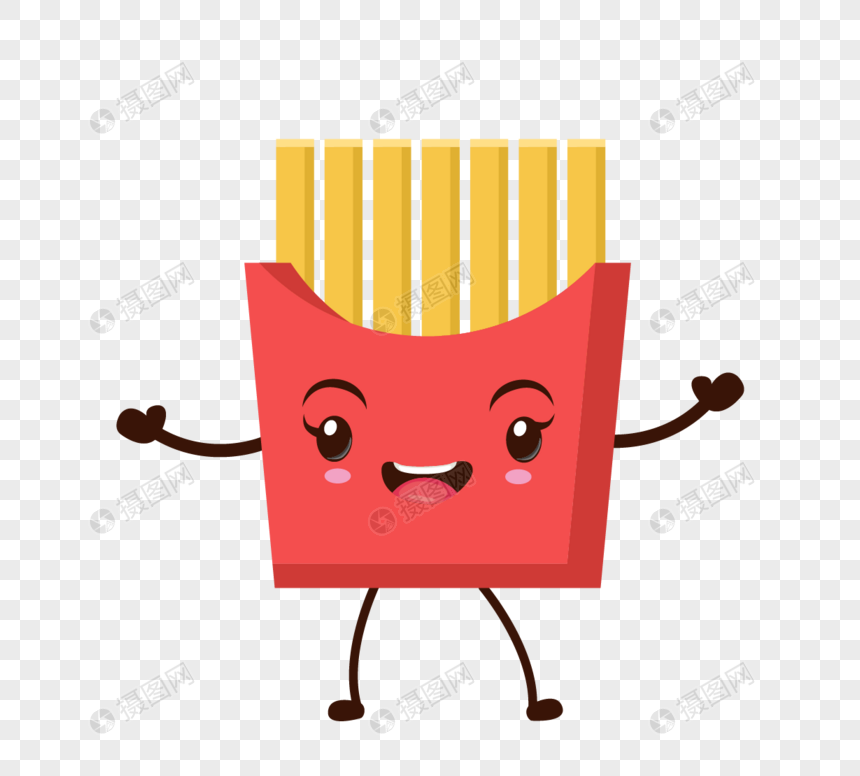 可爱卡通快餐薯条拟人表情食物