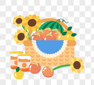 矢量扁平化水果篮插图元素图片