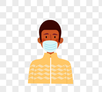 男性黑皮肤防疫隔离戴口罩图片