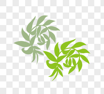 平面绿色剪影树藤元素矢量图图片